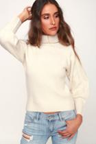 J.o.a. Archer Ivory Cable Knit Turtle Neck Sweater | Lulus