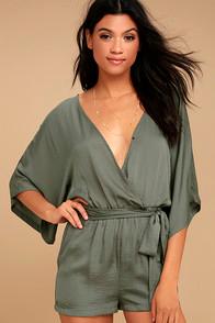 Lulus Ain't It Grand Olive Green Romper