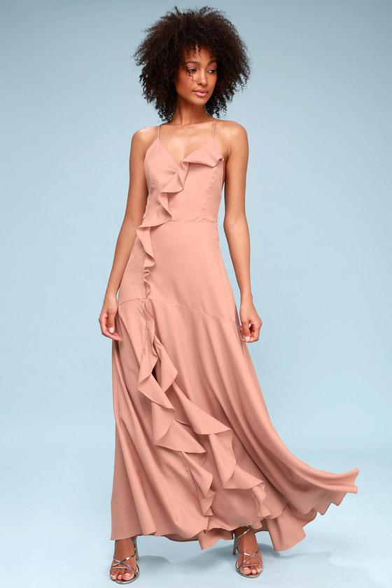 Selmah Mauve Ruffled Lace-up Maxi Dress | Lulus