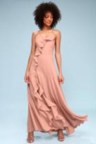 Selmah Mauve Ruffled Lace-up Maxi Dress | Lulus