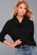 Z Supply | Friend Of A Friend Black Cowl Neck Sweater Top | Size Large | Lulus