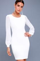 Lulus | Poetic Love White Long Sleeve Bodycon Dress