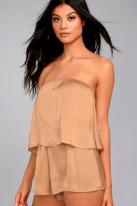 Lulus Catia Blush Satin Strapless Romper
