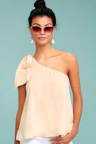 Lulus Apolline Cream One-shoulder Top