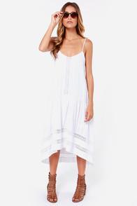 Olivaceous Desert Angel Crocheted White High-low Dress