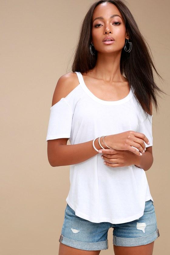 Z Supply Anuhea White Off-the-shoulder Tee | Lulus