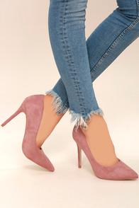 Cape Robbin Shyla Rose Suede Pointed Pumps
