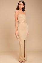 Lulus | Own The Night Beige Strapless Maxi Dress | Size X-large