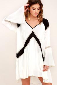 Amuse Society Topaz Black And White Long Sleeve Dress