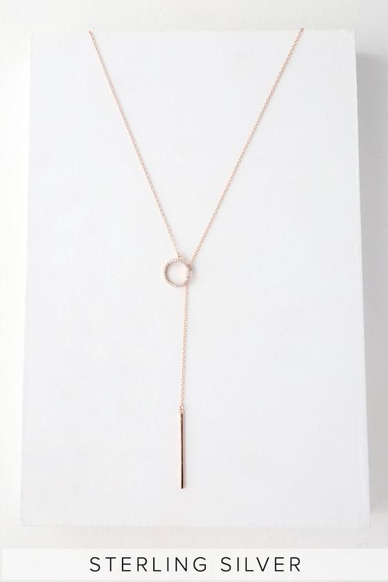 Olympia Rose Gold Rhinestone Lariat Necklace | Lulus
