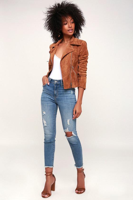 Eunina Clara Medium Blue High-waisted Distressed Skinny Jeans | Lulus