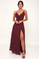 Flutter And Flow Burgundy Embroidered Maxi Dress | Lulus