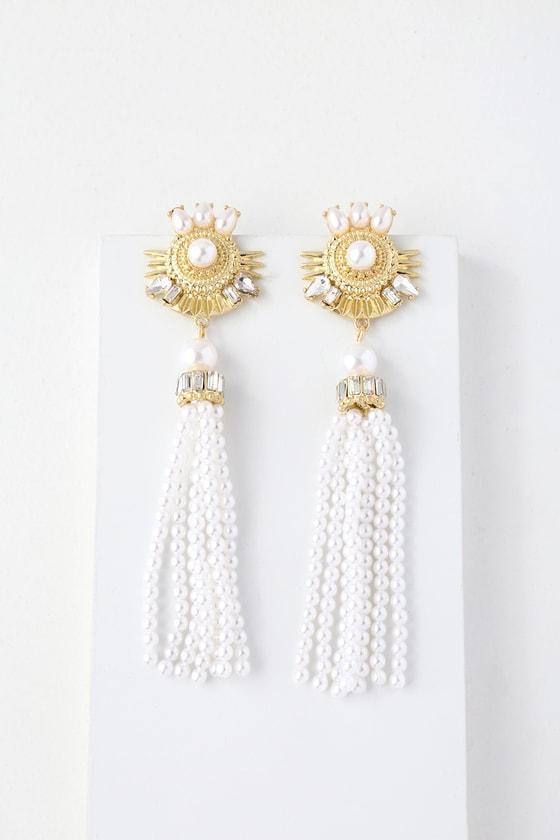 Stratford Gold And Pearl Tassel Earrings | Lulus