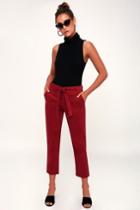 Mitchell Burgundy Corduroy Belted Trouser Pants | Lulus