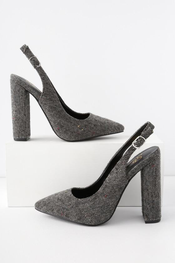 So Me Modoc Grey Tweed Slingback Pumps | Lulus