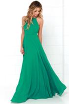 Lulus | Mythical Kind Of Love Green Maxi Dress | Size Large | 100% Polyester