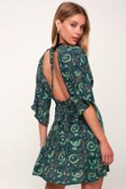 Lucy Love Cabana Teal Green Print Mini Dress | Lulus