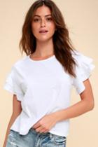Others Follow Serenade White Ruffle Sleeve Top | Lulus
