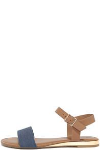 Bamboo Tierney Blue Denim Wedge Sandals