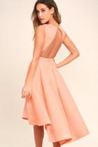 Lulus | Paso Doble Take Blush Pink High-low Dress | Size Large | 100% Polyester