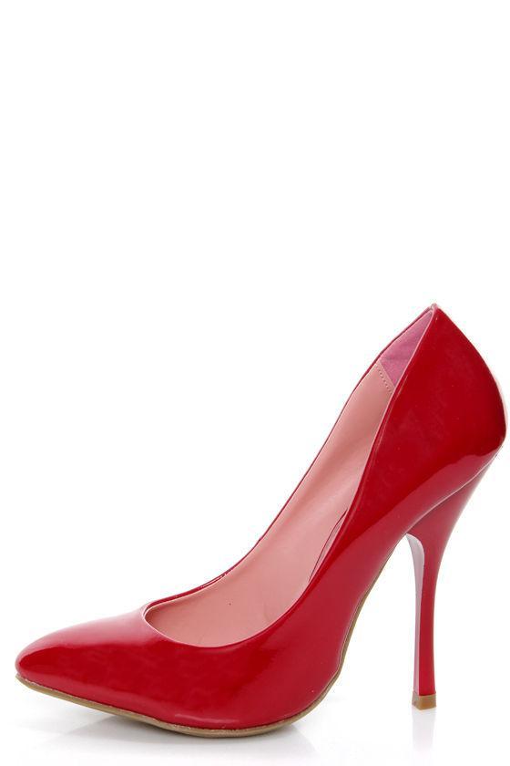 Shoe Republic La Ethel Red Patent Pointed Pumps