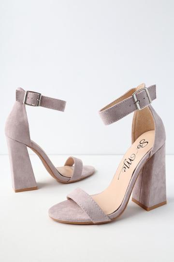 So Me Shandi Lilac Suede Ankle Strap Heels | Lulus