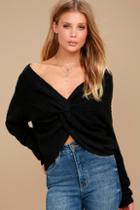 Sage The Label Heart Throb Black Cropped Knit Sweater