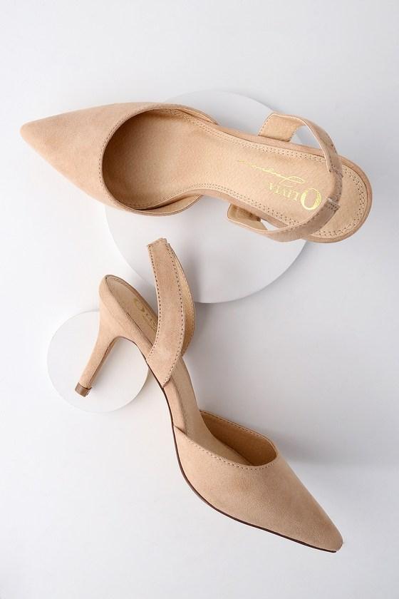 Olivia Jaymes Mathilda Camel Suede Slingback Pumps | Lulus