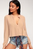 Olivaceous Ladera Nude Long Sleeve Top | Lulus