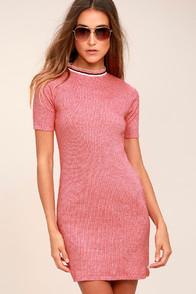 Obey Bixby Red Mock Neck Bodycon Dress