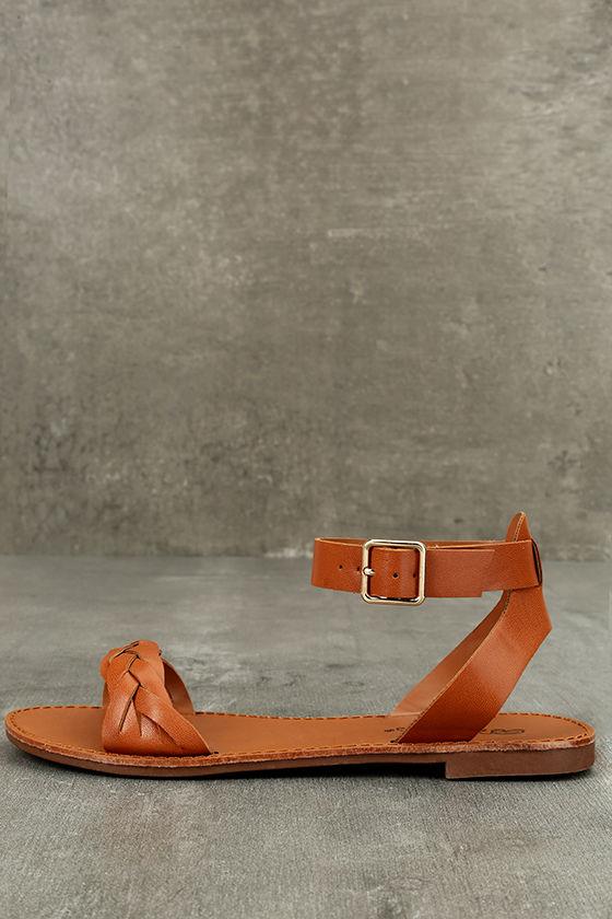 Breckelle's | Tinsley Tan Ankle Strap Sandal Heels | Size 10 | Brown | Vegan Friendly | Lulus