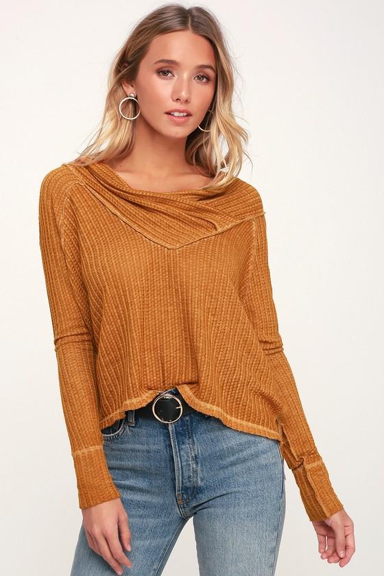 Free People Wildcat Light Brown Thermal Long Sleeve Top | Lulus