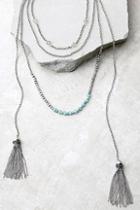 Lulus Extraordinary Talent Blue And Silver Layered Necklace