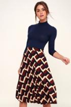 Tina Burgundy Print Pleated Midi Skirt | Lulus