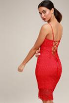 Miami Nights Red Crochet Lace Bodycon Dress | Lulus