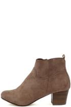 Breckelle's River Taupe Suede Ankle Booties