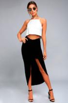 Lulus | Scenic Drive Black Wrap Maxi Skirt | Size Medium