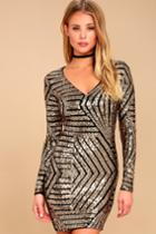 Party In The Hills Black And Gold Sequin Bodycon Dress | Lulus