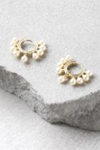 Shashi - Loren Gold And Pearl Hoop Earrings - Lulus