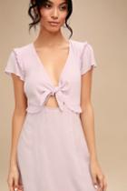 Seaport Lavender Tie-front Dress | Lulus