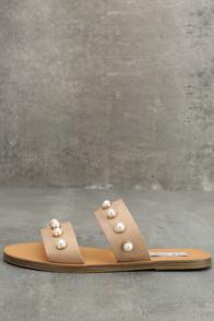 Steve Madden Jole Nude Leather Slide Sandals