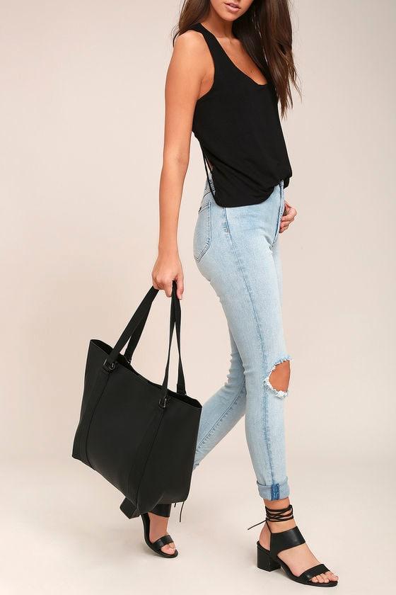 Lulus | Style Script Black Tote Bag | Vegan Friendly