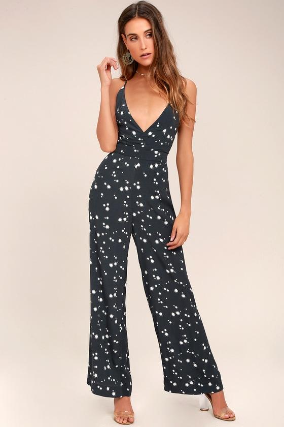 Rollas | Jerry Washed Black Print Backless Jumpsuit | Size X-small | Lulus