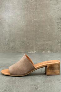 Rebels Rebels Dia Taupe Suede Leather Mules