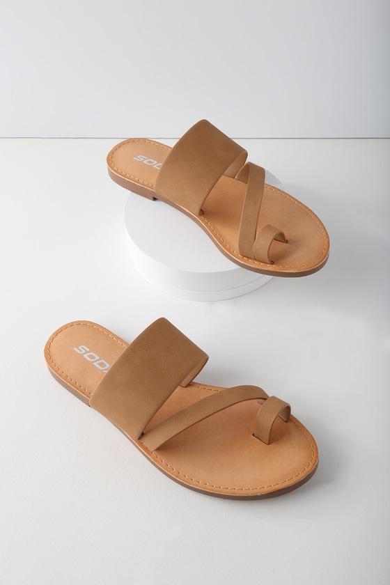 Soda Avena Light Tan Flat Sandal Heels | Lulus