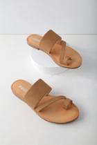 Soda Avena Light Tan Flat Sandal Heels | Lulus