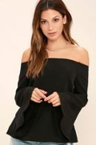 Essue Dreams Of Dancing Black Off-the-shoulder Top