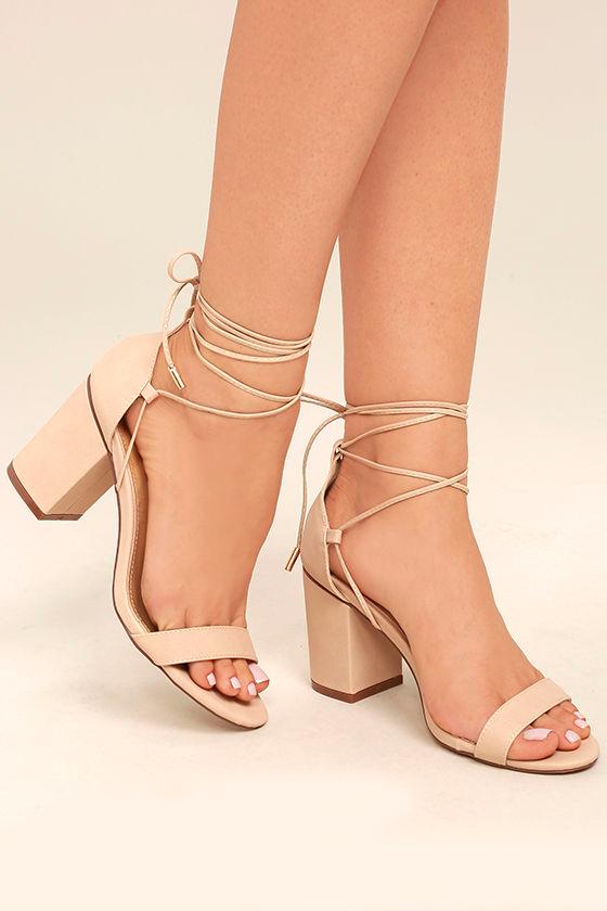 Kaira Beige Lace-up Heels | Lulus