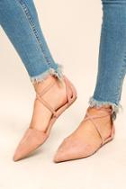 Lulus Rayna Blush Suede Pointed Flats