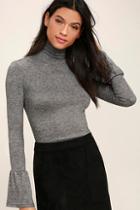 Re:named Ain't It Great Grey Turtleneck Top